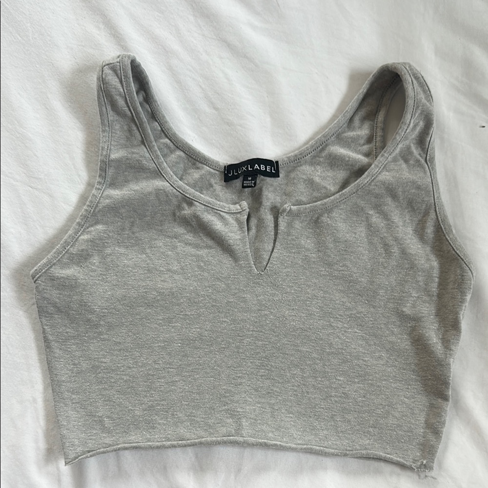 JLUXLABEL Gray Women's Crop Top